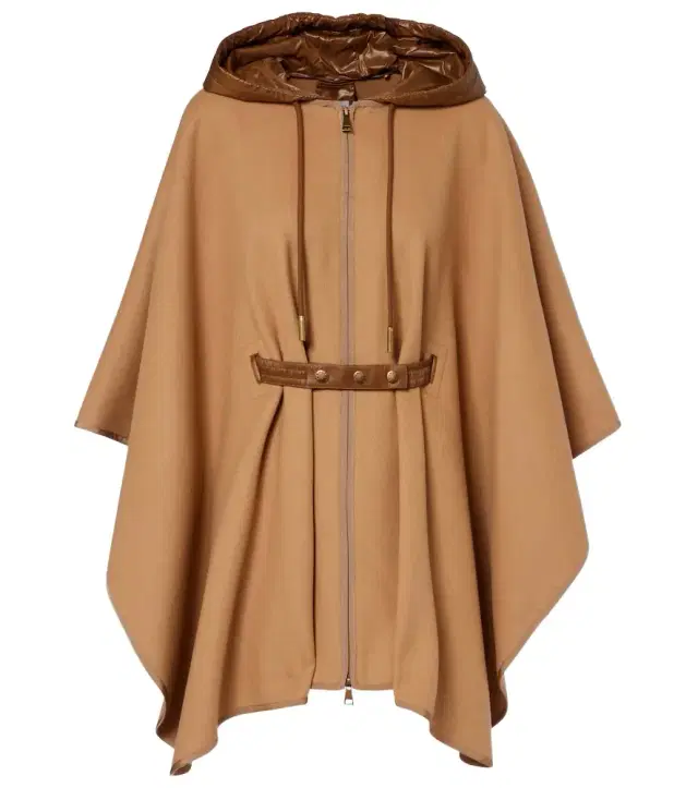 Belted wool-blend cape