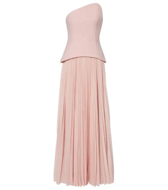 Britt pleated strapless gown
