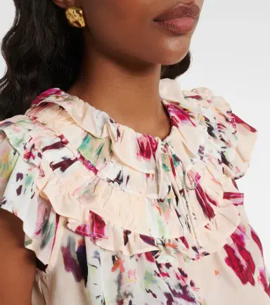 Ulla Johnson Eleonore floral ruffled silk crop top | Thumbnail 3 Ulla Johnson Eleonore floral ruffled silk crop top | Thumbnail 3