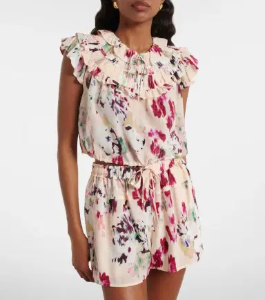 Ulla Johnson Eleonore floral ruffled silk crop top | Thumbnail 4 Ulla Johnson Eleonore floral ruffled silk crop top | Thumbnail 4