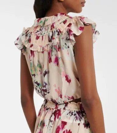 Ulla Johnson Eleonore floral ruffled silk crop top | Thumbnail 5 Ulla Johnson Eleonore floral ruffled silk crop top | Thumbnail 5