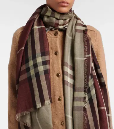 Burberry Check wool and silk scarf | Thumbnail 4