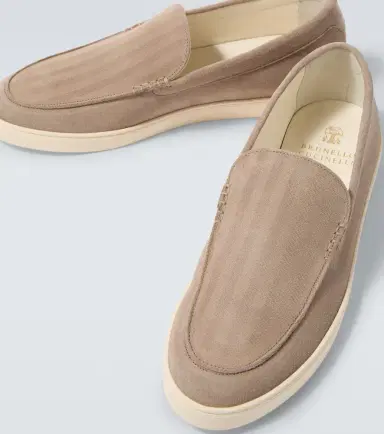 Brunello Cucinelli Chevron suede slip-on shoes | Thumbnail 6