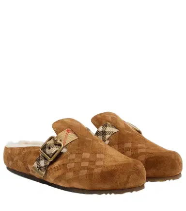 Burberry Urchin shearling-lined suede clogs | Thumbnail 1 Burberry Urchin shearling-lined suede clogs | Thumbnail 1