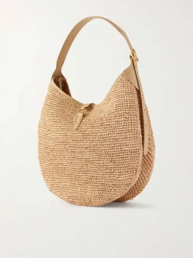Polo Ralph Lauren Polo Id Medium Leather-trimmed Raffia Shoulder Bag | Thumbnail 4 Polo Ralph Lauren Polo Id Medium Leather-trimmed Raffia Shoulder Bag | Thumbnail 4