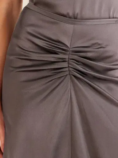 Victoria Beckham Bela Ruched Satin Midi Skirt | Thumbnail 4 Victoria Beckham Bela Ruched Satin Midi Skirt | Thumbnail 4