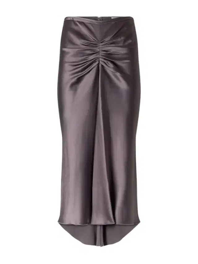 Victoria Beckham Bela Ruched Satin Midi Skirt