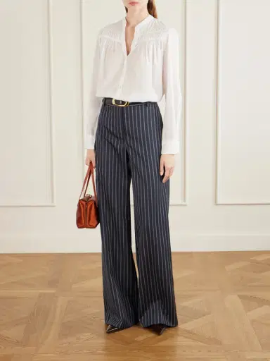 Nili Lotan Rivers Striped Wool Wide-leg Pants | Thumbnail 2 Nili Lotan Rivers Striped Wool Wide-leg Pants | Thumbnail 2
