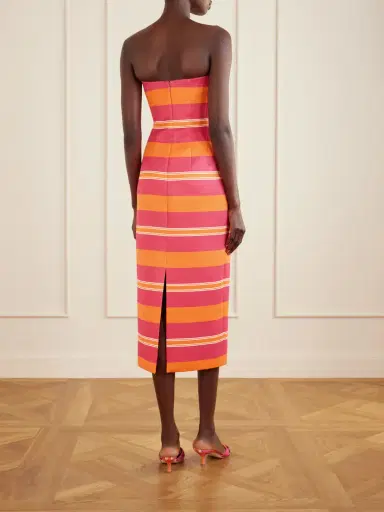 Emilia Wickstead + Manolo Blahnik Leila Striped Taffeta-faille Midi Dress | Thumbnail 3 Emilia Wickstead + Manolo Blahnik Leila Striped Taffeta-faille Midi Dress | Thumbnail 3