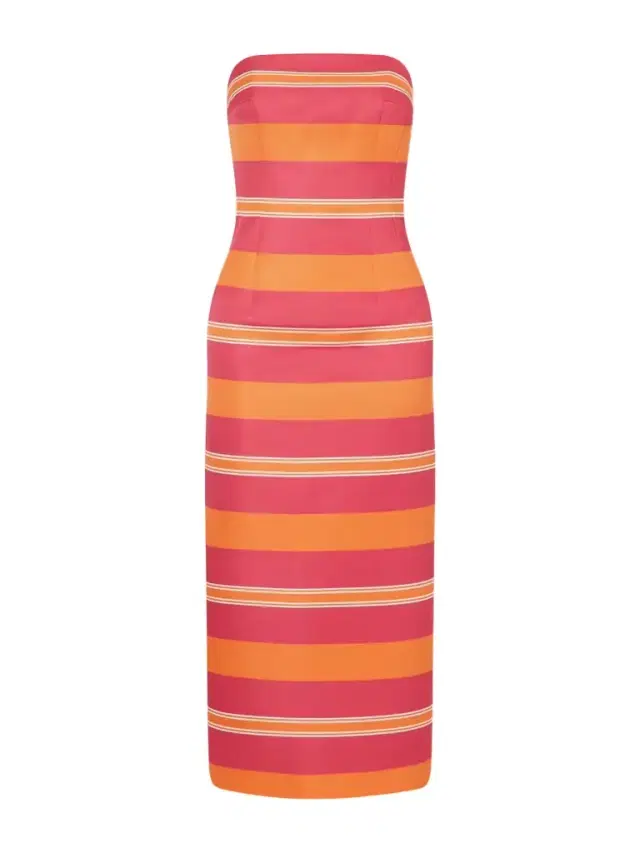 Emilia Wickstead + Manolo Blahnik Leila Striped Taffeta-faille Midi Dress
