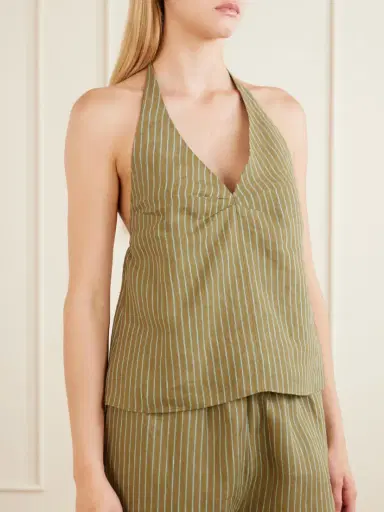 Staud Corso Striped Linen Halterneck Top | Thumbnail 3