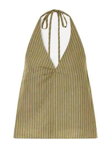 Staud Corso Striped Linen Halterneck Top | Thumbnail 1