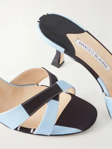Manolo Blahnik + Emilia Wickstead Callamu 50 Striped Grosgrain Mules | Thumbnail 5