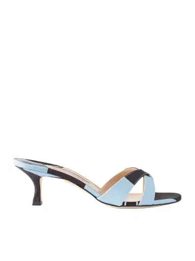 Manolo Blahnik + Emilia Wickstead Callamu 50 Striped Grosgrain Mules | Thumbnail 1