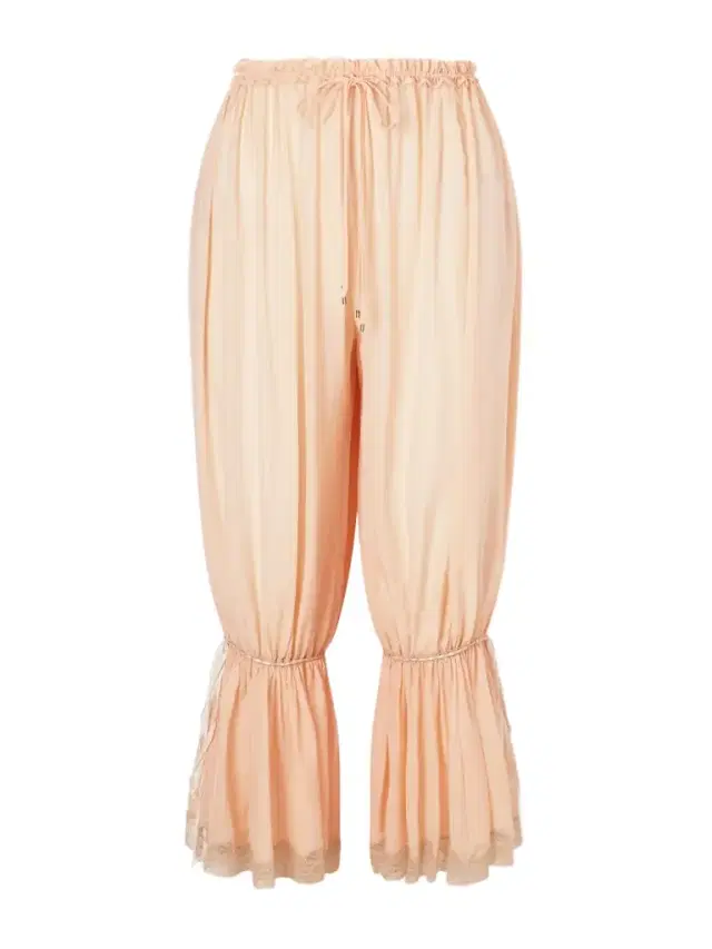 Ruffled Pleated Lace-trimmed Silk-charmeuse Balloon Pants