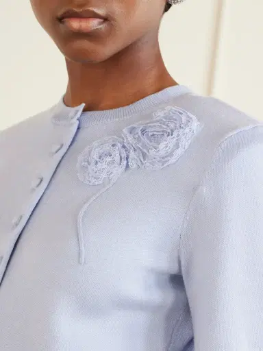 Self-Portrait Appliquéd Knitted Cardigan | Thumbnail 5