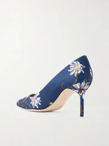 Manolo Blahnik + Emilia Wickstead 70 Floral-print Woven Pumps | Thumbnail 3