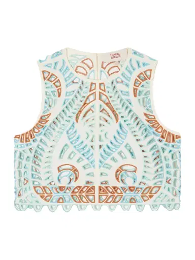 Emporio Sirenuse Ada Brisé Mare Broderie Anglaise Cotton Top | Thumbnail 1 Emporio Sirenuse Ada Brisé Mare Broderie Anglaise Cotton Top | Thumbnail 1