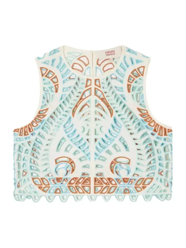 Emporio Sirenuse Ada Brisé Mare Broderie Anglaise Cotton Top