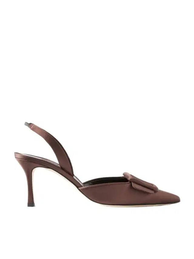 Manolo Blahnik + Emilia Wickstead Maysli 70 Satin Slingback Pumps