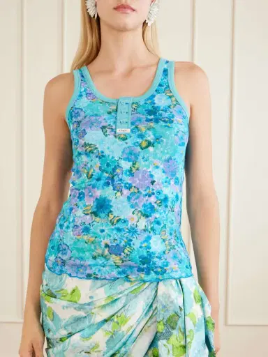 Chloé Floral-print Stretch-cotton Tank | Thumbnail 3 Chloé Floral-print Stretch-cotton Tank | Thumbnail 3