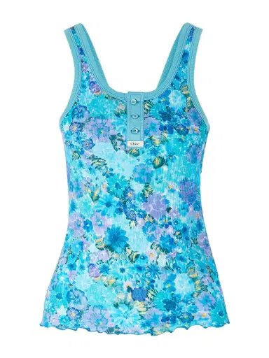 Chloé Floral-print Stretch-cotton Tank | Thumbnail 1 Chloé Floral-print Stretch-cotton Tank | Thumbnail 1