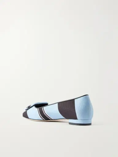 Manolo Blahnik + Emilia Wickstead Maysale Striped Grosgrain Point-toe Flats | Thumbnail 3