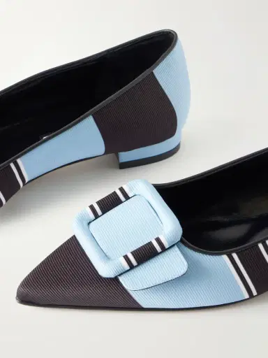 Manolo Blahnik + Emilia Wickstead Maysale Striped Grosgrain Point-toe Flats | Thumbnail 5