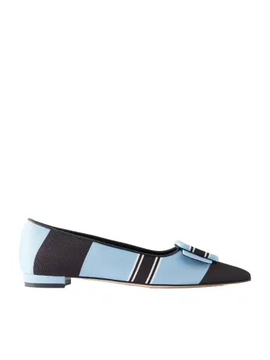 Manolo Blahnik + Emilia Wickstead Maysale Striped Grosgrain Point-toe Flats | Thumbnail 1