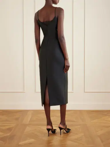 Emilia Wickstead + Manolo Blahnik Libera Lace-trimmed Cady Midi Dress | Thumbnail 3 Emilia Wickstead + Manolo Blahnik Libera Lace-trimmed Cady Midi Dress | Thumbnail 3