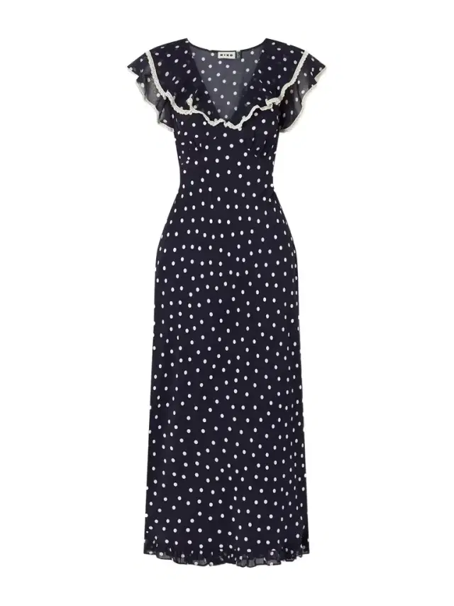 Bethea Crochet-trimmed Polka-dot Crepe Midi Dress