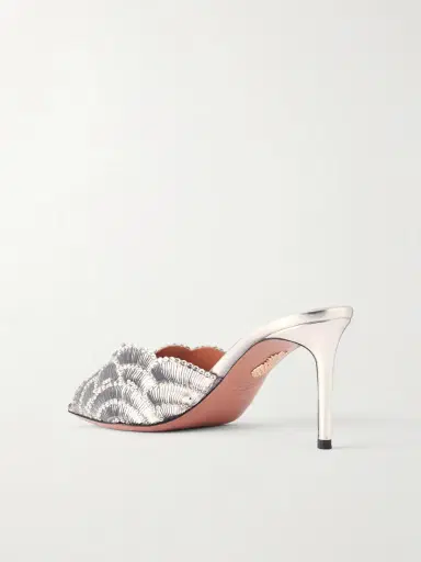 Aquazzura Ce Soir 75 Embellished Metallic Leather Mule | Thumbnail 3 Aquazzura Ce Soir 75 Embellished Metallic Leather Mule | Thumbnail 3
