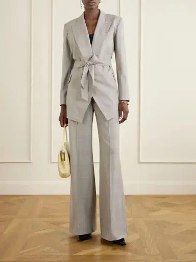 Max Mara Logo-print Checked Wool Wide-leg Pants | Thumbnail 2