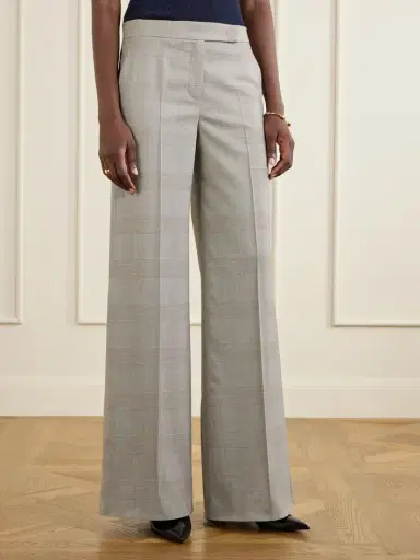 Max Mara Logo-print Checked Wool Wide-leg Pants | Thumbnail 3