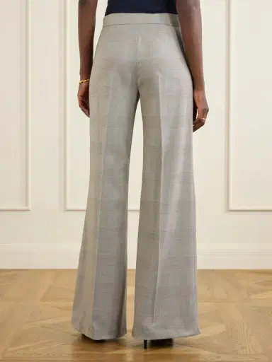 Max Mara Logo-print Checked Wool Wide-leg Pants | Thumbnail 4