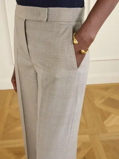 Max Mara Logo-print Checked Wool Wide-leg Pants | Thumbnail 5