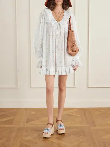 Chloé Ruffled Floral-print Cotton-voile Mini Dress | Thumbnail 2