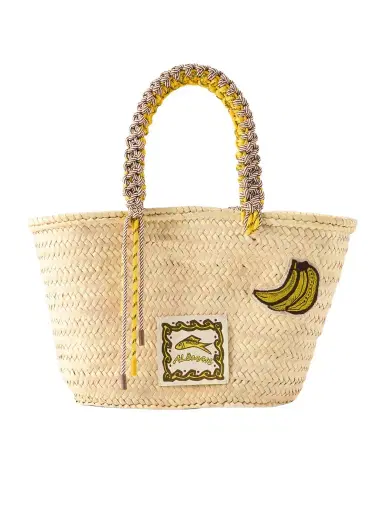 ALÉMAIS Mona Logo-appliquéd Woven Raffia-effect Bucket Bag | Thumbnail 1 ALÉMAIS Mona Logo-appliquéd Woven Raffia-effect Bucket Bag | Thumbnail 1