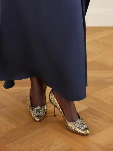 Manolo Blahnik + Emilia Wickstead Hangisi 70 Crystal-embellished Metallic Jacquard Pumps | Thumbnail 2