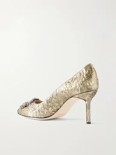 Manolo Blahnik + Emilia Wickstead Hangisi 70 Crystal-embellished Metallic Jacquard Pumps | Thumbnail 3