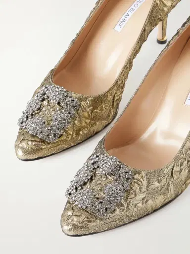 Manolo Blahnik + Emilia Wickstead Hangisi 70 Crystal-embellished Metallic Jacquard Pumps | Thumbnail 5