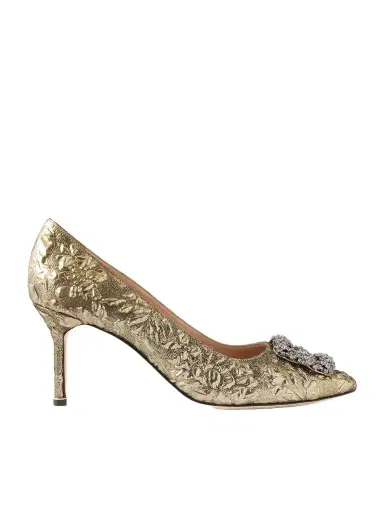 Manolo Blahnik + Emilia Wickstead Hangisi 70 Crystal-embellished Metallic Jacquard Pumps | Thumbnail 1