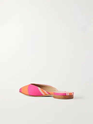 Manolo Blahnik + Emilia Wickstead Striped Twill Mules | Thumbnail 3