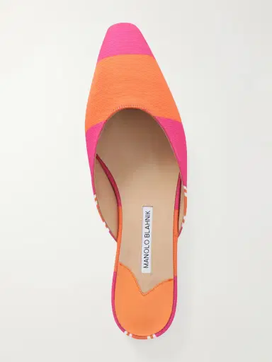Manolo Blahnik + Emilia Wickstead Striped Twill Mules | Thumbnail 6
