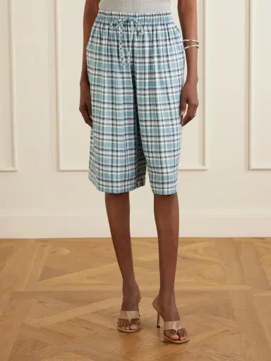 Acne Studios Embroidered Checked Flannel Shorts | Thumbnail 3