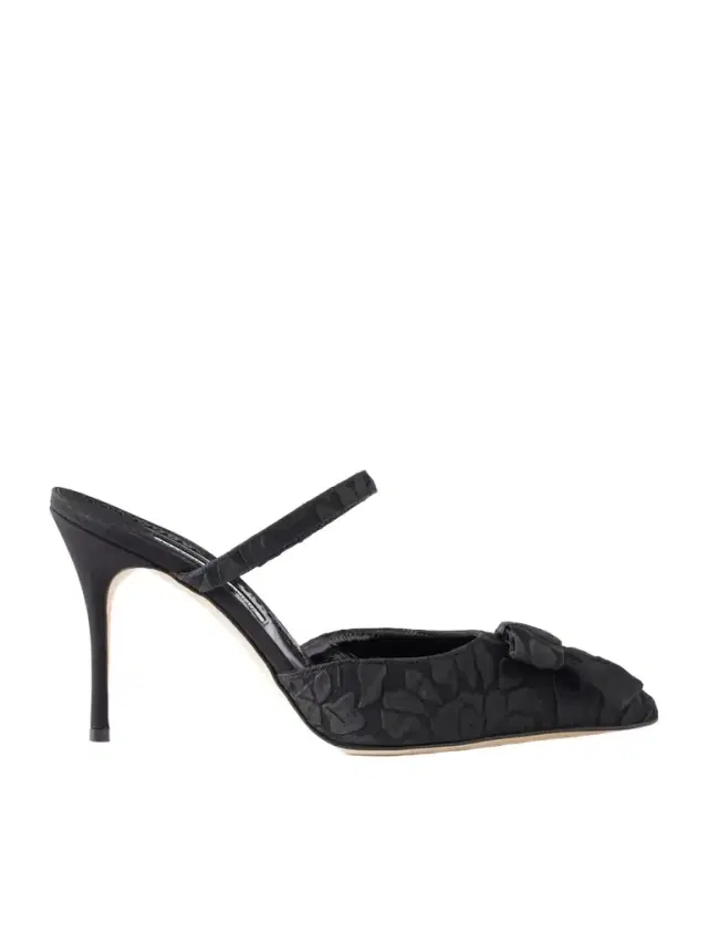 Manolo Blahnik + Emilia Wickstead Lurum 90 Bow-embellished Jacquard Mules