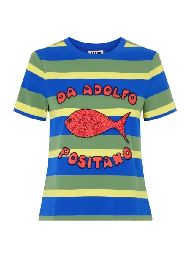 + Da Adolfo Weekender Striped Printed Cotton-blend T-shirt