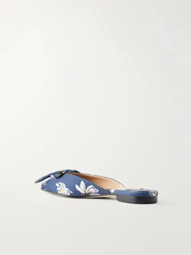 Manolo Blahnik + Emilia Wickstead Bow-embellished Floral-print Grosgrain Flats | Thumbnail 3