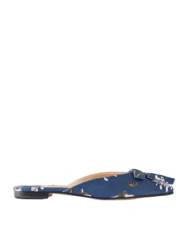 Manolo Blahnik + Emilia Wickstead Bow-embellished Floral-print Grosgrain Flats | Thumbnail 1
