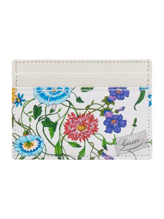 Floral-print Leather Cardholder